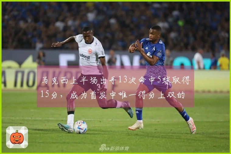 马克西上半场出手13次命中5球取得15分，成为首发中唯一得分上双的球员，三分命中率为50%